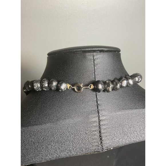 Chunky Hematite Beaded Necklace With Secure Clasp - Picture 4 of 4